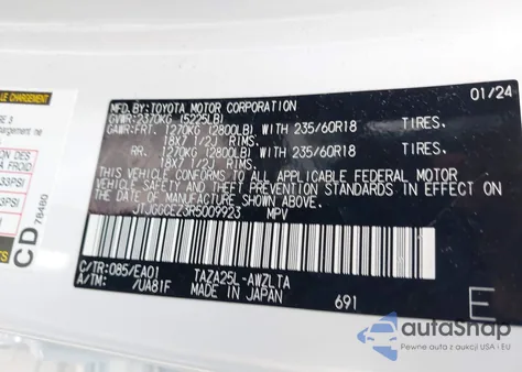 2024 Lexus Nx 350 Premium из США, поврежденный, VIN JTJGGCEZ3R5009923